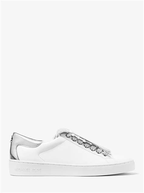 michael kors kiltie|Keaton Leather and Metallic Kiltie Sneaker .